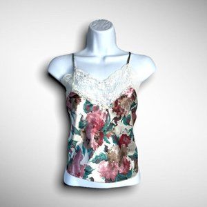 Vintage Y2K Lingerie Women's Camisole sz S Floral Lace Going Out Top Coquette